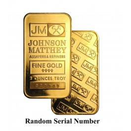 Johnson Matthey Repeating Logo Back 2 oz .9999 Fine Gold Bar NEW Sealed In Assay