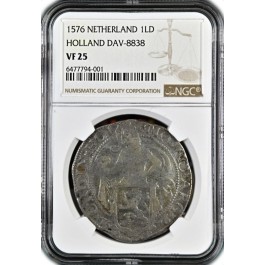 1576 Dutch Holland Netherland Lion Daaler Silver Dollar DAV-8838 NGC VF25