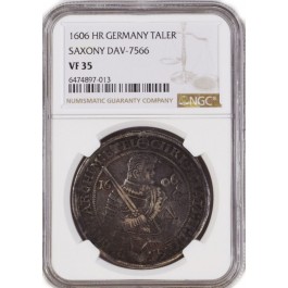 1606 HR German States Saxony Three Brothers Taler Silver DAV-7566 NGC VF35