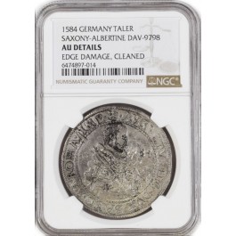 1584 German States Saxony Albertine August I Taler Silver DAV-9798 NGC AU Detail