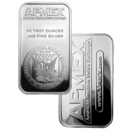 10 oz .999 Fine Silver Bar APMEX Design