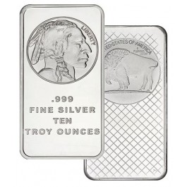 Silvertowne American Buffalo 10 oz .999 Fine Silver Bar NEW SEALED