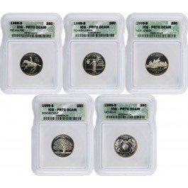 1999 S Clad State Quarter Proof 5 Piece Set CT, DE, GA, NJ, PA ICG PR70 DCAM
