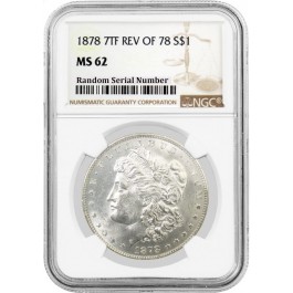 1878 7TF 7 Tail Feathers Reverse Of 78 $1 Morgan Silver Dollar NGC MS62 Coin