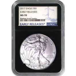 2017 $1 Silver American Eagle NGC MS70 Early Releases Black Retro Holder