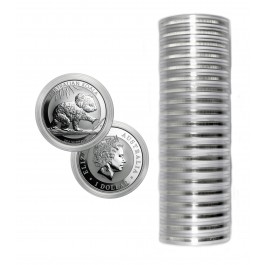 Lot of 20 2016 P $1 AUD 1 oz .999 Fine Silver Australian Koala BU Capsule Coin