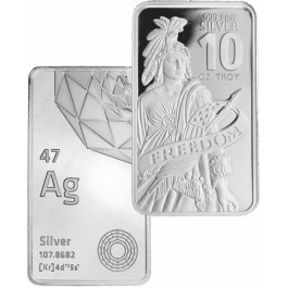 10 oz .999 Fine Silver Bar Freedom Design