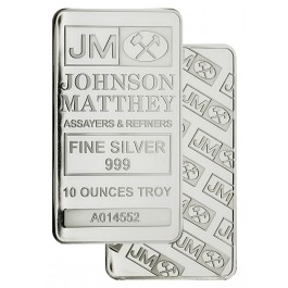 Johnson Matthey 10 oz .999 Fine Silver Bar New Sealed