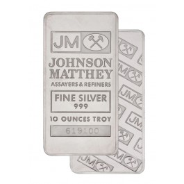 Johnson Matthey 10 oz .999 Fine Silver Bar New