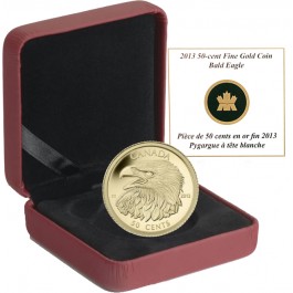 2013 50C 1/25 oz Gold Proof Canadian Bald Eagle Box & COA