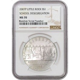 2007 P $1 Little Rock HS Desegregation Commemorative Silver Dollar NGC MS70