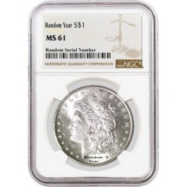 Random Year (1878 - 1904) $1 Morgan Silver Dollar NGC MS61 Uncirculated Coin
