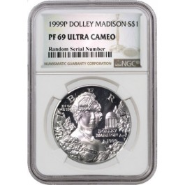 1999 P $1 Dolley Madison Commemorative Silver Dollar NGC PF69 UC