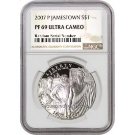 2007 P $1 Jamestown 400th Anniversary Commemorative Silver Dollar NGC PF69 UC
