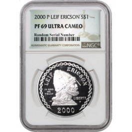 2000 P $1 Leif Ericson Millennium Commemorative Silver Dollar NGC PF69 UC
