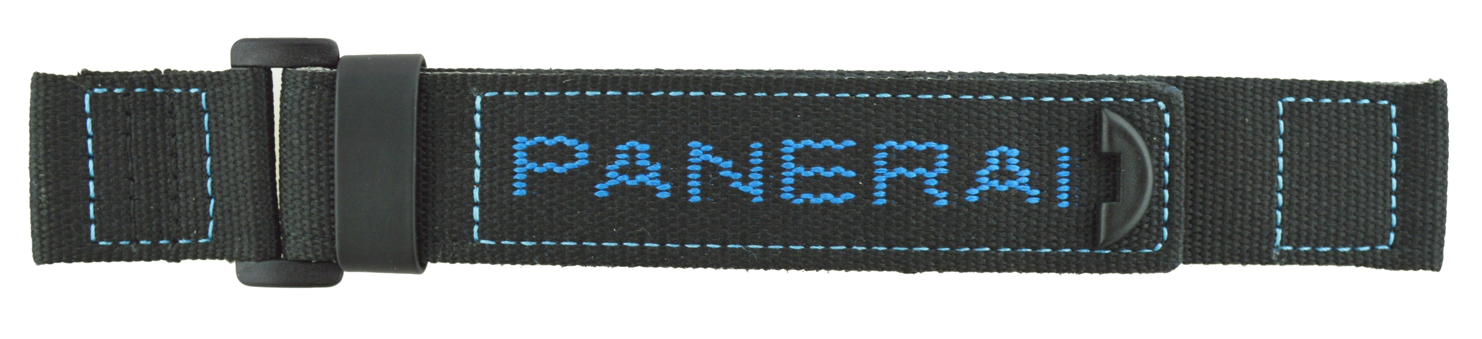 Genuine Panerai 24mm Black Nylon Blue Logo Velcro Diver Watch Strap OEM Coin Exchange NY