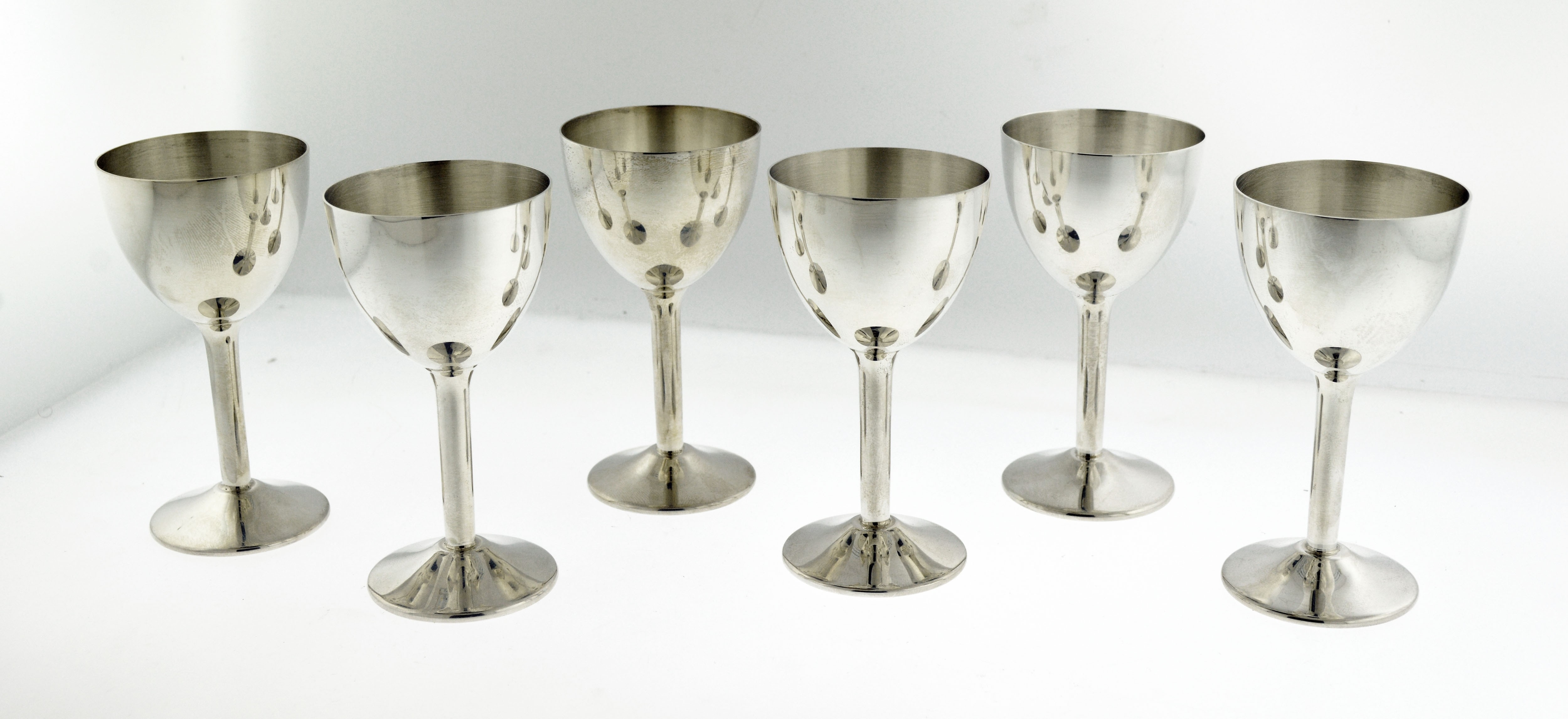 Vintage Set Of 6 Cartier Pattern 82 Sterling Silver Cordial Cups 3.5