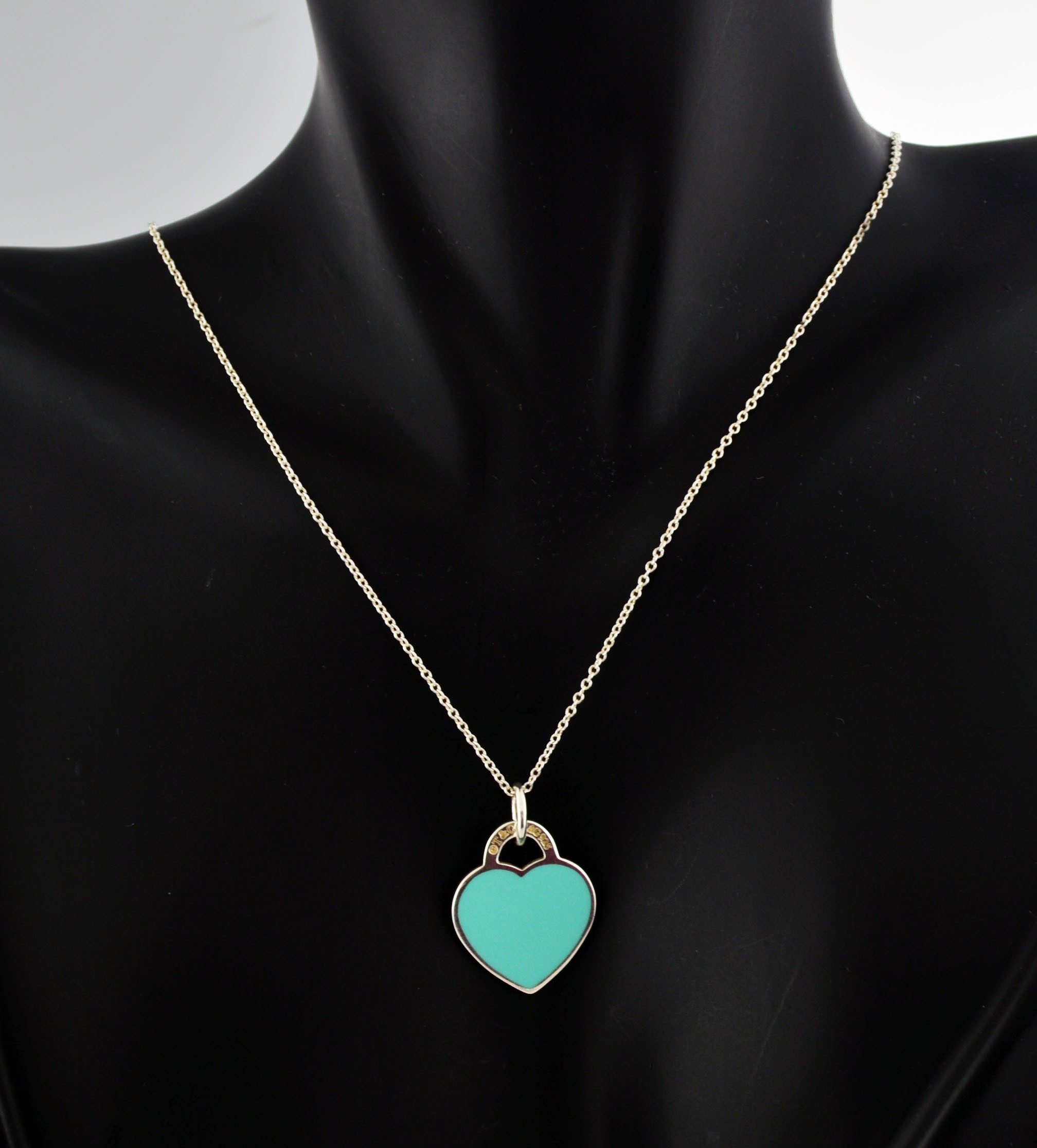 Tiffany enamel heart necklace on sale