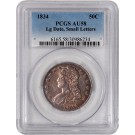 1834 50C Capped Bust Silver Half Dollar Large Date Small Letters PCGS AU58 Toned