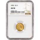 1853 $2.50 Liberty Head Quarter Eagle Gold NGC AU58 About Uncirculated Coin