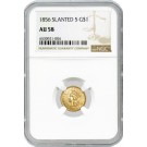 1856 Slanted 5 $1 Indian Head Princess Gold Dollar NGC AU58 About Uncirculated 