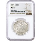 1871 S 50C Seated Liberty Half Dollar Silver NGC AU55 About Uncirculated Coin