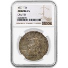 1877 T$1 Trade Dollar Silver NGC AU Details Graffiti About Uncirculated Coin 