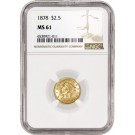1878 $2.50 Liberty Head Quarter Eagle Gold NGC MS61 Uncirculated Coin