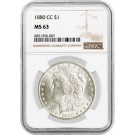 1880 CC Carson City $1 Morgan Silver Dollar NGC MS63 Brilliant Uncirculated Coin
