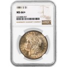 1881 S $1 Morgan Silver Dollar NGC MS66+ Gem Uncirculated Crescent Toned Coin