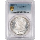 1882 CC Carson City $1 Morgan Silver Dollar PCGS Secure Gold Shield MS66 Coin