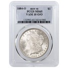 1884 O $1 Morgan Silver Dollar Top 100 VAM 10 O/O PCGS MS65 Gem Uncirculated 