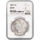 1887 S $1 Morgan Silver Dollar NGC AU55 About Uncirculated Key Date Coin #027