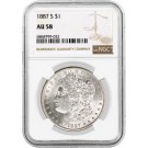 1887 S $1 Morgan Silver Dollar NGC AU58 About Uncirculated Key Date Coin #032