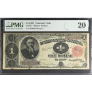 Series 1891 $1 Treasury Note Red Seal Edwin Stanton Fr#351 PMG VF20 Splits