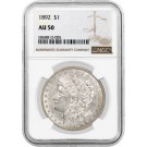 1892 $1 Morgan Silver Dollar NGC AU50 About Uncirculated Key Date Coin
