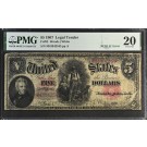 1907 $5 Legal Tender Note Woodchopper Fr#92 PCBLIC Error PMG VF20 Ink Rub