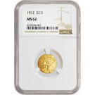 1912 $2.50 Indian Head Quarter Eagle Gold NGC MS62 Uncirculated Coin