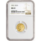 1913 $2.50 Indian Head Quarter Eagle Gold NGC MS63 Brilliant Uncirculated #004