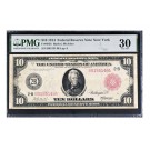 1914 $10 Large Size Red Seal Federal Reserve Note New York Fr#893b PMG VF30