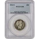 1914 S 25C Barber Quarter Silver PCGS G6 Good Circulated Key Date Coin