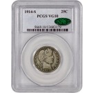 1914 S 25C Barber Quarter Silver PCGS VG10 CAC Circulated Key Date Coin