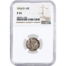 1916 D 10C Mercury Dime Silver NGC F15 Fine Circulated Key Date Coin