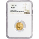 1928 $2.50 Indian Head Quarter Eagle Gold NGC MS63 Brilliant Uncirculated Coin 