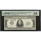 Series Of 1934 A $500 Note FRN Chicago Fr#2202-G PMG AU53 Closed Pinholes