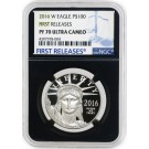 2016 W $100 1oz Proof Platinum American Eagle NGC PF70 Ultra Cameo First Release Retro