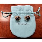 Vintage 1999 Tiffany & Co 18k Gold 925 Sterling Silver Hematite Omega Earrings