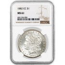 1882 CC Carson City $1 Morgan Silver Dollar NGC MS61 Coin Reverse Struck Through