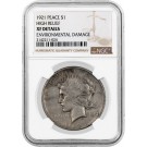 1921 High Relief $1 Silver Peace Dollar NGC XF Details Environmental Damage Coin