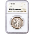1942 50C Proof Walking Liberty Silver Half Dollar NGC PF67 Gem Coin Toned